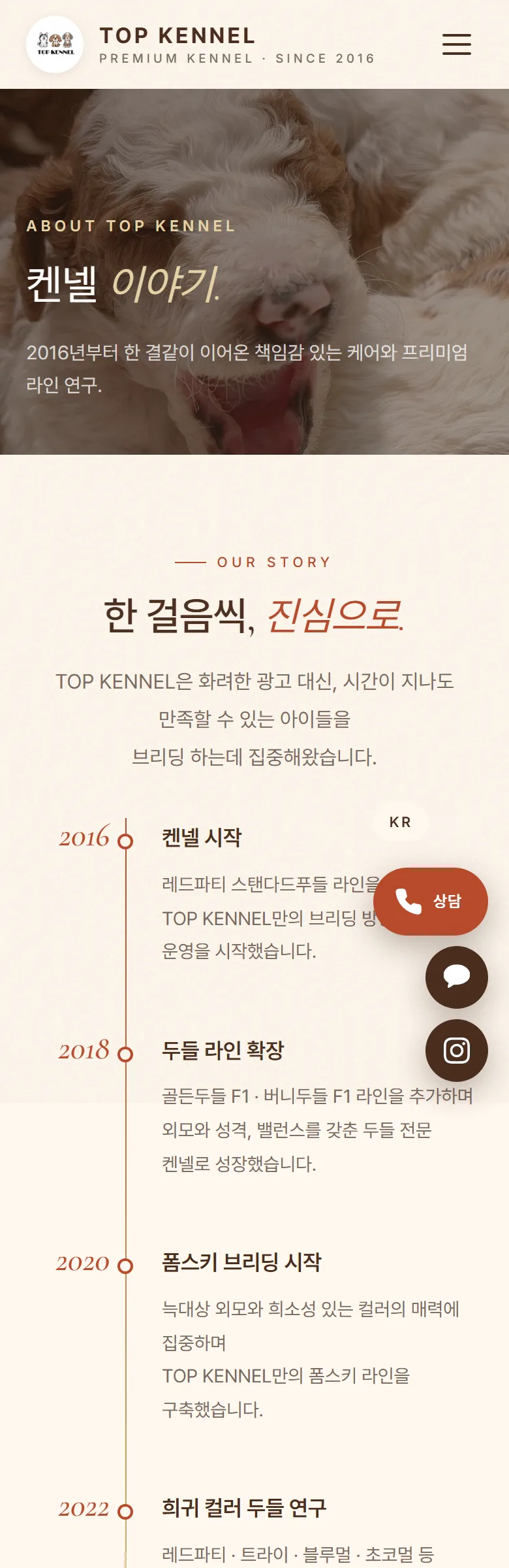 TOP KENNEL 소개 화면
